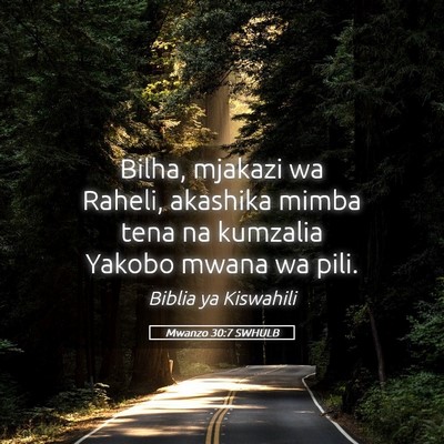 Picture 05 - Mwanzo 30:7 SWHULB - Bilha, mjakazi wa Raheli, akashika mimba tena na - Bible Verse Picture