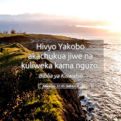 Picture 05 - Mwanzo 31:45 SWHULB - Hivyo Yakobo akachukua jiwe na kuliweka kama - Bible Verse Picture