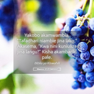 Picture 05 - Mwanzo 32:29 SWHULB - Yakobo akamwambia, “Tafadhari niambie jina - Bible Verse Picture