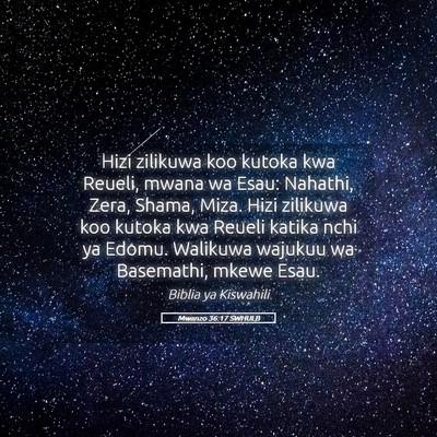 Picture 05 - Mwanzo 36:17 SWHULB - Hizi zilikuwa koo kutoka kwa Reueli, mwana wa - Bible Verse Picture