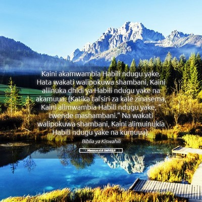 Picture 05 - Mwanzo 4:8 SWHULB - Kaini akamwambia Habili ndugu yake. Hata wakati - Bible Verse Picture