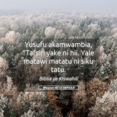 Picture 05 - Mwanzo 40:12 SWHULB - Yusufu akamwambia, “Tafsiri yake ni hii. Yale - Bible Verse Picture