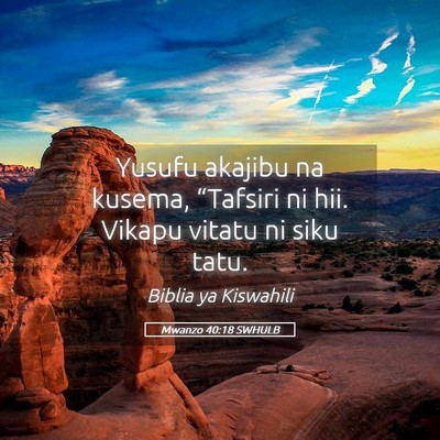Picture 05 - Mwanzo 40:18 SWHULB - Yusufu akajibu na kusema, “Tafsiri ni hii. - Bible Verse Picture