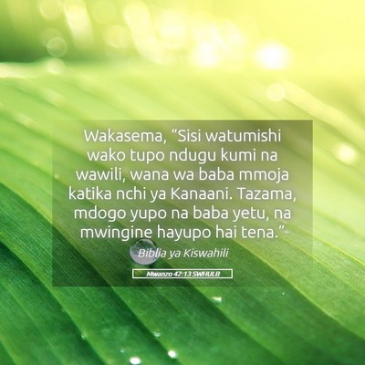 Picture 05 - Mwanzo 42:13 SWHULB - Wakasema, “Sisi watumishi wako tupo ndugu kumi - Bible Verse Picture