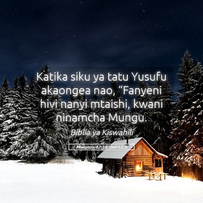 Picture 05 - Mwanzo 42:18 SWHULB - Katika siku ya tatu Yusufu akaongea nao, - Bible Verse Picture