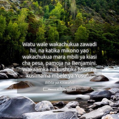 Picture 05 - Mwanzo 43:15 SWHULB - Watu wale wakachukua zawadi hii, na katika mikono - Bible Verse Picture