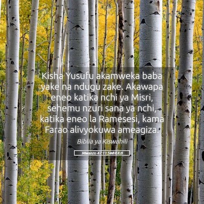 Picture 05 - Mwanzo 47:11 SWHULB - Kisha Yusufu akamweka baba yake na ndugu zake. - Bible Verse Picture