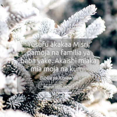 Picture 05 - Mwanzo 50:22 SWHULB - Yusufu akakaa Misri, pamoja na familia ya baba - Bible Verse Picture