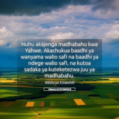 Picture 05 - Mwanzo 8:20 SWHULB - Nuhu akajenga madhabahu kwa Yahwe. Akachukua - Bible Verse Picture