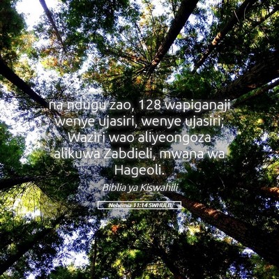 Picture 05 - Nehemia 11:14 SWHULB - na ndugu zao, 128 wapiganaji wenye ujasiri, wenye - Bible Verse Picture