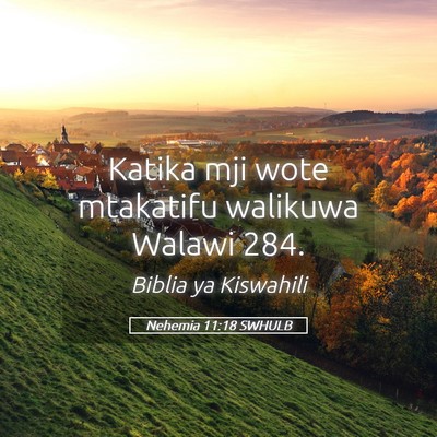 Picture 05 - Nehemia 11:18 SWHULB - Katika mji wote mtakatifu walikuwa Walawi - Bible Verse Picture