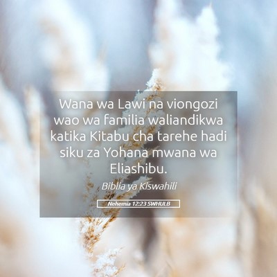 Picture 05 - Nehemia 12:23 SWHULB - Wana wa Lawi na viongozi wao wa familia - Bible Verse Picture