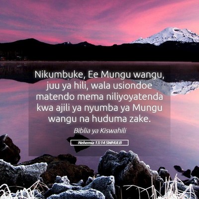 Picture 05 - Nehemia 13:14 SWHULB - Nikumbuke, Ee Mungu wangu, juu ya hili, wala - Bible Verse Picture
