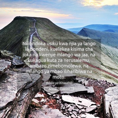 Picture 05 - Nehemia 2:13 SWHULB - Niliondoka usiku kwa njia ya lango la bondeni, - Bible Verse Picture