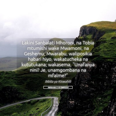 Picture 05 - Nehemia 2:19 SWHULB - Lakini Sanbalati Mhoroni, na Tobia mtumishi wake - Bible Verse Picture