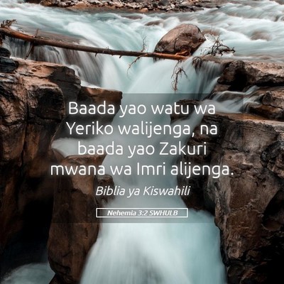 Picture 05 - Nehemia 3:2 SWHULB - Baada yao watu wa Yeriko walijenga, na baada yao - Bible Verse Picture