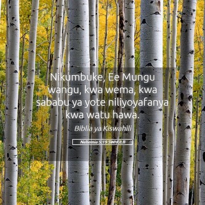 Picture 05 - Nehemia 5:19 SWHULB - Nikumbuke, Ee Mungu wangu, kwa wema, kwa sababu - Bible Verse Picture