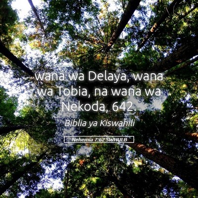 Picture 05 - Nehemia 7:62 SWHULB - wana wa Delaya, wana wa Tobia, na wana wa Nekoda, - Bible Verse Picture