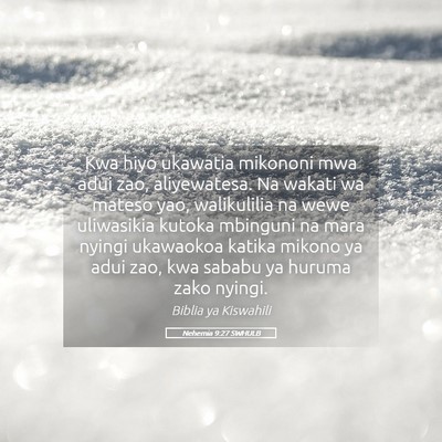 Picture 05 - Nehemia 9:27 SWHULB - Kwa hiyo ukawatia mikononi mwa adui zao, - Bible Verse Picture