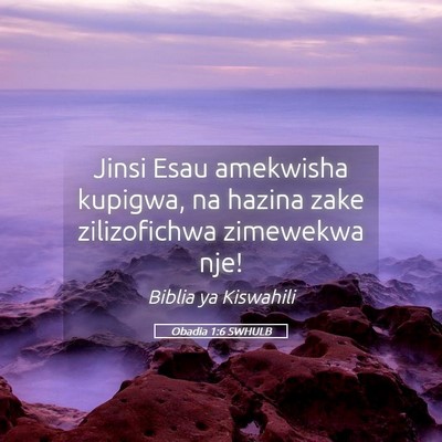 Picture 05 - Obadia 1:6 SWHULB - Jinsi Esau amekwisha kupigwa, na hazina zake - Bible Verse Picture