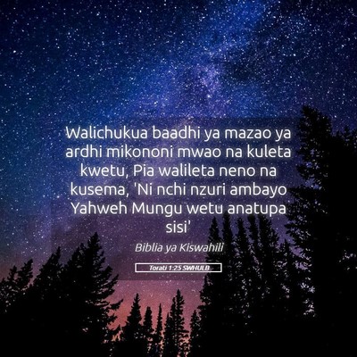 Picture 05 - Torati 1:25 SWHULB - Walichukua baadhi ya mazao ya ardhi mikononi mwao - Bible Verse Picture