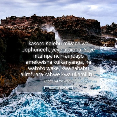 Picture 05 - Torati 1:36 SWHULB - kasoro Kalebu mwana wa Jephuneeh; yeye ataiona. - Bible Verse Picture