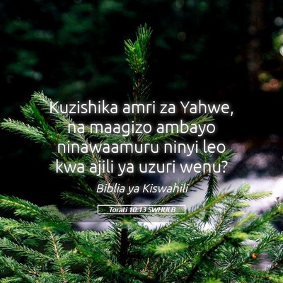 Picture 05 - Torati 10:13 SWHULB - Kuzishika amri za Yahwe, na maagizo ambayo - Bible Verse Picture