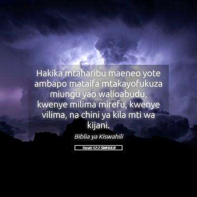 Picture 05 - Torati 12:2 SWHULB - Hakika mtaharibu maeneo yote ambapo mataifa - Bible Verse Picture
