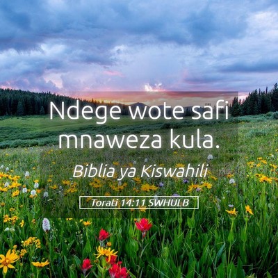 Picture 05 - Torati 14:11 SWHULB - Ndege wote safi mnaweza - Bible Verse Picture