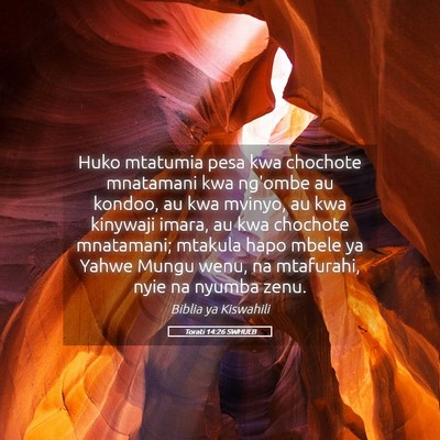 Picture 05 - Torati 14:26 SWHULB - Huko mtatumia pesa kwa chochote mnatamani kwa - Bible Verse Picture