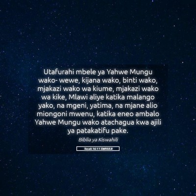 Picture 05 - Torati 16:11 SWHULB - Utafurahi mbele ya Yahwe Mungu wako- wewe, kijana - Bible Verse Picture