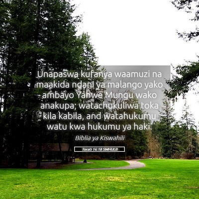 Picture 05 - Torati 16:18 SWHULB - Unapaswa kufanya waamuzi na maakida ndani ya - Bible Verse Picture