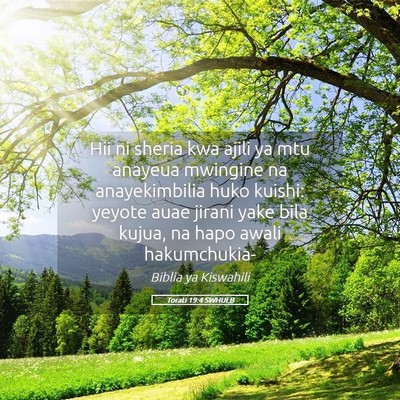 Picture 05 - Torati 19:4 SWHULB - Hii ni sheria kwa ajili ya mtu anayeua mwingine - Bible Verse Picture