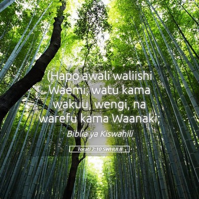 Picture 05 - Torati 2:10 SWHULB - (Hapo awali waliishi Waemi, watu kama wakuu, - Bible Verse Picture