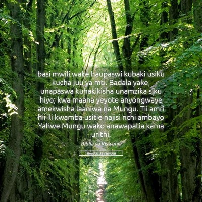 Picture 05 - Torati 21:23 SWHULB - basi mwili wake haupaswi kubaki usiku kucha juu - Bible Verse Picture