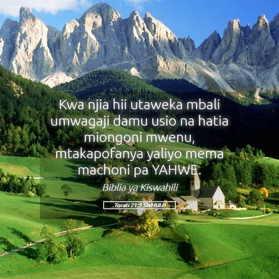 Picture 05 - Torati 21:9 SWHULB - Kwa njia hii utaweka mbali umwagaji damu usio na - Bible Verse Picture