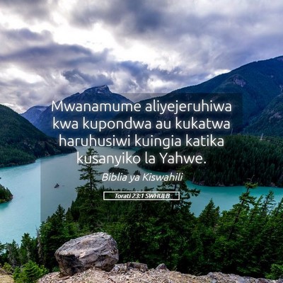 Picture 05 - Torati 23:1 SWHULB - Mwanamume aliyejeruhiwa kwa kupondwa au kukatwa - Bible Verse Picture