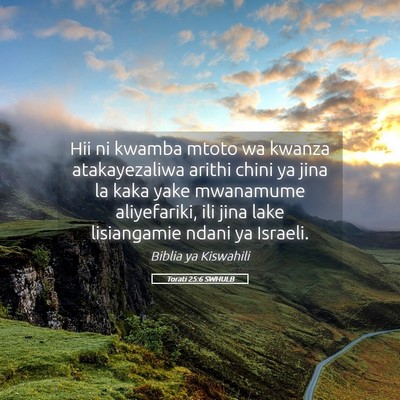 Picture 05 - Torati 25:6 SWHULB - Hii ni kwamba mtoto wa kwanza atakayezaliwa - Bible Verse Picture