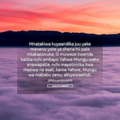 Picture 05 - Torati 27:3 SWHULB - Mnatakiwa kuyaandika juu yake maneno yote ya - Bible Verse Picture