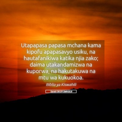 Picture 05 - Torati 28:29 SWHULB - Utapapasa papasa mchana kama kipofu apapasavyo - Bible Verse Picture