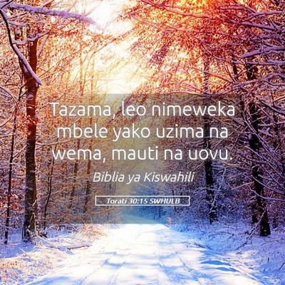 Picture 05 - Torati 30:15 SWHULB - Tazama, leo nimeweka mbele yako uzima na wema, - Bible Verse Picture