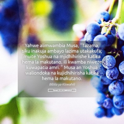 Picture 05 - Torati 31:14 SWHULB - Yahwe alimwambia Musa, “Tazama, siku inakuja - Bible Verse Picture
