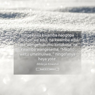 Picture 05 - Torati 32:27 SWHULB - Isingekuwa kwamba naogopa uchokozi wa adui, na - Bible Verse Picture