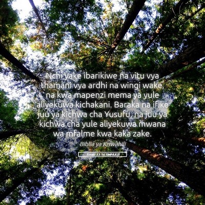 Picture 05 - Torati 33:16 SWHULB - Nchi yake ibarikiwe na vitu vya thamani vya ardhi - Bible Verse Picture