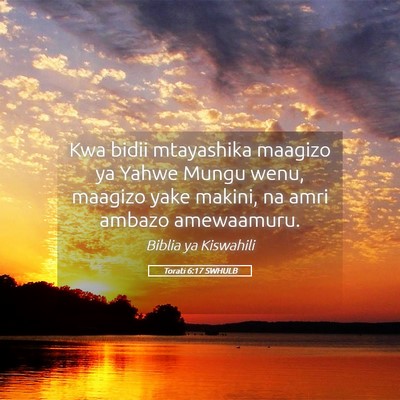 Picture 05 - Torati 6:17 SWHULB - Kwa bidii mtayashika maagizo ya Yahwe Mungu wenu, - Bible Verse Picture