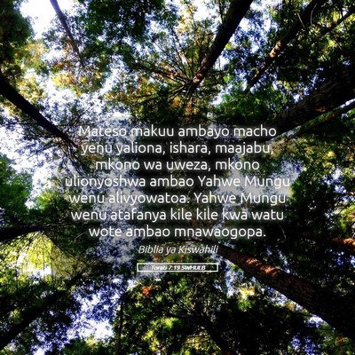 Picture 05 - Torati 7:19 SWHULB - Mateso makuu ambayo macho yenu yaliona, ishara, - Bible Verse Picture