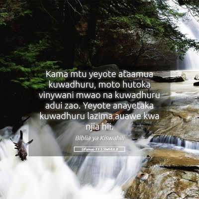 Picture 05 - Ufunuo 11:5 SWHULB - Kama mtu yeyote ataamua kuwadhuru, moto hutoka - Bible Verse Picture