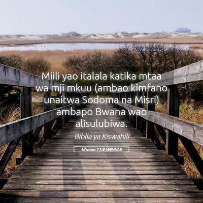 Picture 05 - Ufunuo 11:8 SWHULB - Miili yao italala katika mtaa wa mji mkuu (ambao - Bible Verse Picture