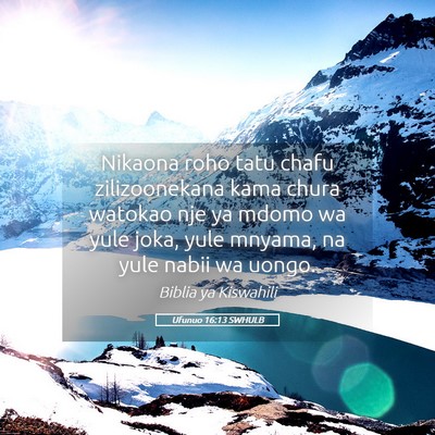 Picture 05 - Ufunuo 16:13 SWHULB - Nikaona roho tatu chafu zilizoonekana kama chura - Bible Verse Picture
