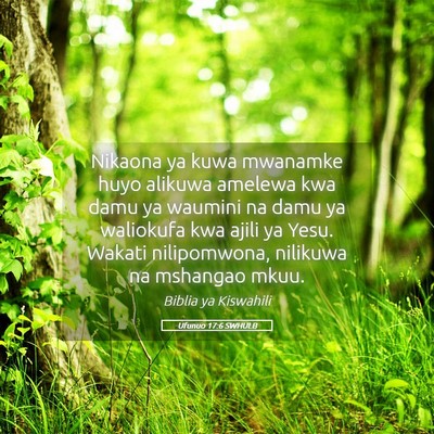 Picture 05 - Ufunuo 17:6 SWHULB - Nikaona ya kuwa mwanamke huyo alikuwa amelewa kwa - Bible Verse Picture